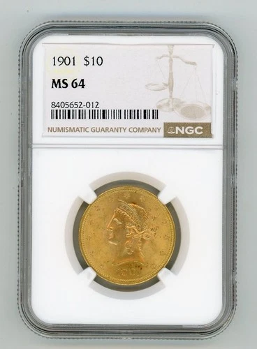 1901 GOLD LIBERTY HEAD EAGLE 10$ MS 64 NGC