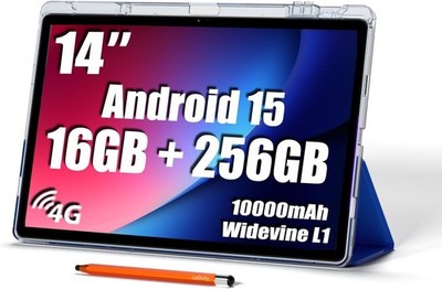 14 Zoll Tablet, Android 15 Tablet, 1200x1920 FHD Large Screen,16GB RAM+256GB ROM,O