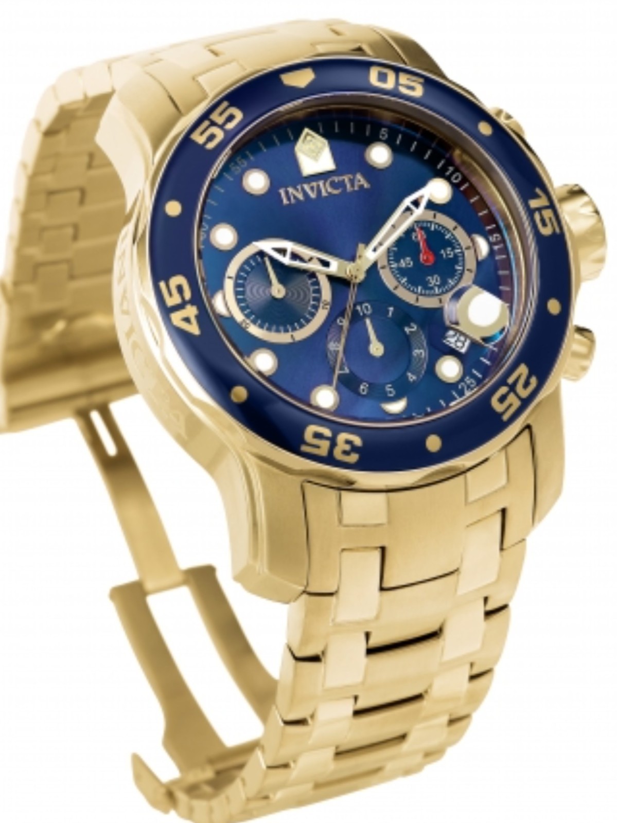 Invicta Pro Diver Scuba Gold/Blue Chronograph (Model 0073) BNIB Watch