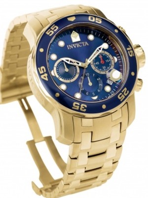 Invicta Pro Diver Scuba Gold/Blue Chronograph (Model 0073) BNIB Watch