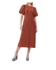 FRNCH Olympe Dress Womens Orange Glam Romantic Feminine Event Evening Wear NWT