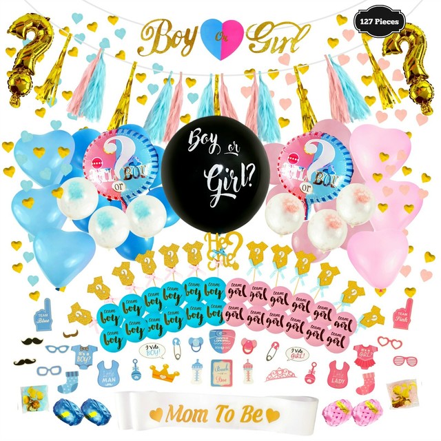 Baby Gender Reveal Party Supplies Set 92pcs Boy And Girl Decorations Balloons For Sale Online Ebay