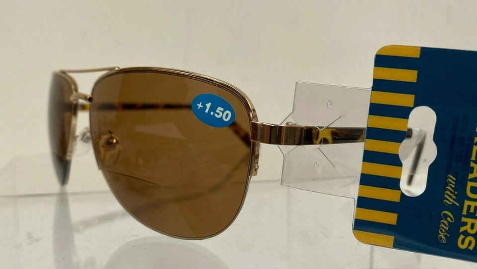 NOVO ÓCULOS VIENA +1.50 LEITORES DE SOL PREMIUM Óculos de Leitura Aviador Bi-Focal - Imagem 3 de 4