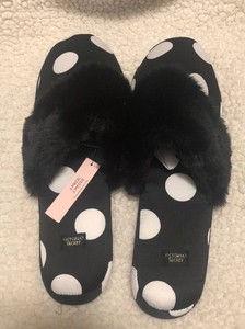 black and white polka dot slippers