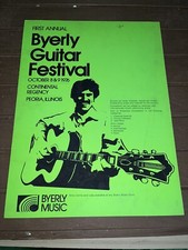 Vintage 1978 Byerly Music Guitar Festival Cardboard Sign - NOS Peoria ILL Retro