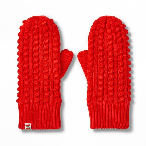 LEGO Adult Textured Sweater Knit Mittens Red LEGO x Target Collection