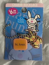 It's Happy Bunny Charm Necklace (Hi Loser) NEW US1
