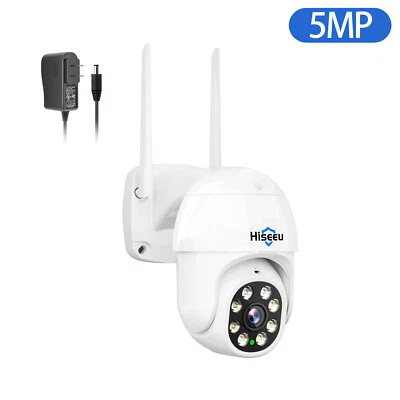 Hiseeu 5MP Camera WiFi Security PTZ Camera 360° Pan Tilt Color Nigth Vision Mic