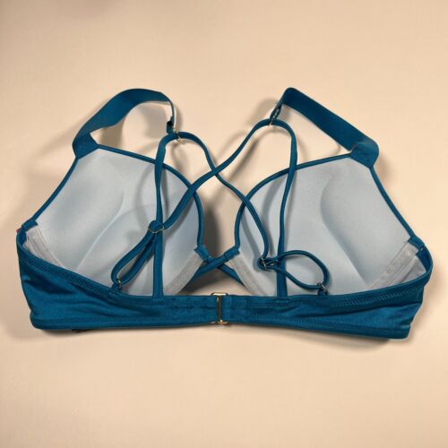Victoria Secret 34B M Bombshell Push Up Bikini Top Bottom Set Shine Strap Teal - Picture 8 of 13
