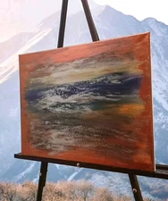 Orig Modern Colorful See Vid Abstrac Acrylic Paintin Canvas 16x20 Metallic