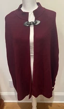 New S/M Burgundy Croft & Barrow Ladies Cardigan Shawl Sweater Snap Closure