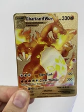 Charizard VMAX HP330 Gold Metal Pokémon Card-Collectible Gift Display！HOT!