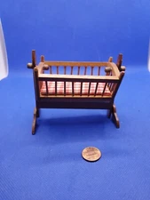  Vintage wooden Dollhouse Miniature concord colonial cradle (needs to b reglued)