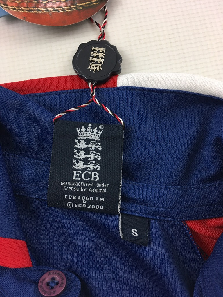 Maillot Angleterre Cricket Domicile Vintage Amiral 2000/04 - Taille L - Signé James Anderson - Occasion