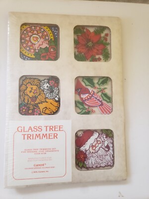 Vintage Current Inc Products 1979 Christmas Flat Glass Ornaments, 5 designs, New