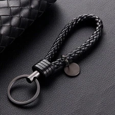 Leather Rope Strap Weave Keyring Key Chain Ring Key Fob Colorful Keychain.