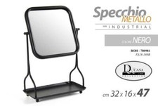 SPECCHIO IN METALLO SERIE INDUSTRIAL COLORE NERO QUADRATO 32*16*47 CM BOH-780981