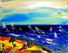 SEASCAPE    MODERN PAINTING  IMPRESSIONIST CANVAS ORIGINAL OIL CANVAS YUthO6R