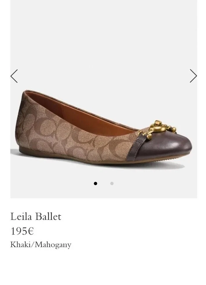 New Coach Leila Size 5 Ballet Flats Womens Khaki Chestnut Brown