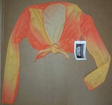 NWT Tie Dye Mesh DANCE Tiefront Ballet top Sheer Golds Orange ch/ladies