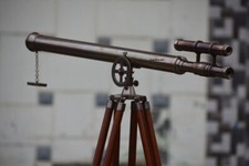 39 Inch Telescope With Wooden Tripod Antique Brass Nautical Floor Standing Brass