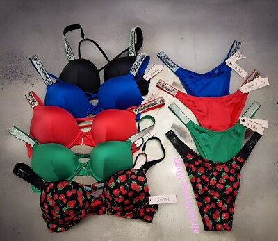 Victoria's Secret BOMBSHELL Push Up SWIM SET rhinestones shine brazilian bottom