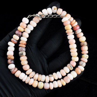 Fabelhafte rosa australische Opal 287,00 kt Perlen tolle Halskette RK 18 E733