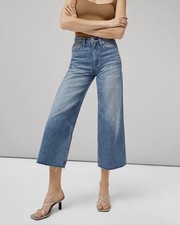 Rag & Bone Andi High Rise Wide Leg Raw Hem Jeans in Quinn Size 32
