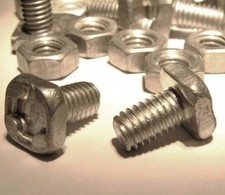 Greenhouse Bolts and Nuts With Square 10mm Heads & Hex Nuts Aluminium M6 / 6mm