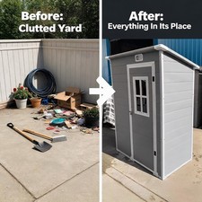 Outdoor Storage Shed 5x3 FT Resin with Floor Lockable Plastic Tool Shed