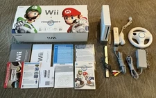 Nintendo Wii + Mario Kart System RARE LONG BOX Complete Set Of Components