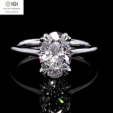 IGI 2.00Ct E VS1 Oval Cut Lab Grown Diamond Engagement Ring in sterling silver
