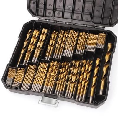COMOWARE 230 Pcs Drill Bit Set for Wood & Metal - Titanium Wood Drill Bits, High