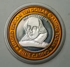 $10 Bill’s Lake Tahoe NV Casino Gaming Token .999 Silver Bill Shakespeare