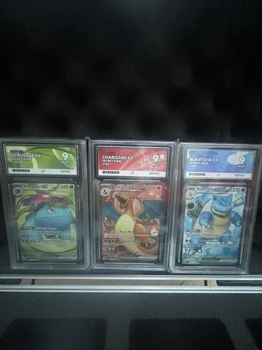 Pokémon TCG Venusaur,Charizard,Blastoise 151 Full Arts Secret Rares Ace Graded 9