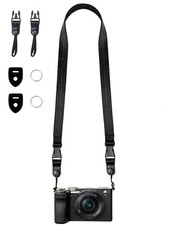 Soft Washable Camera Neck Strap for DSLR or Binoculars Thin Adjustable 39" Black