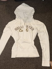 Early 2000s Vintage Hollister Fitted White Hoodie Size Small