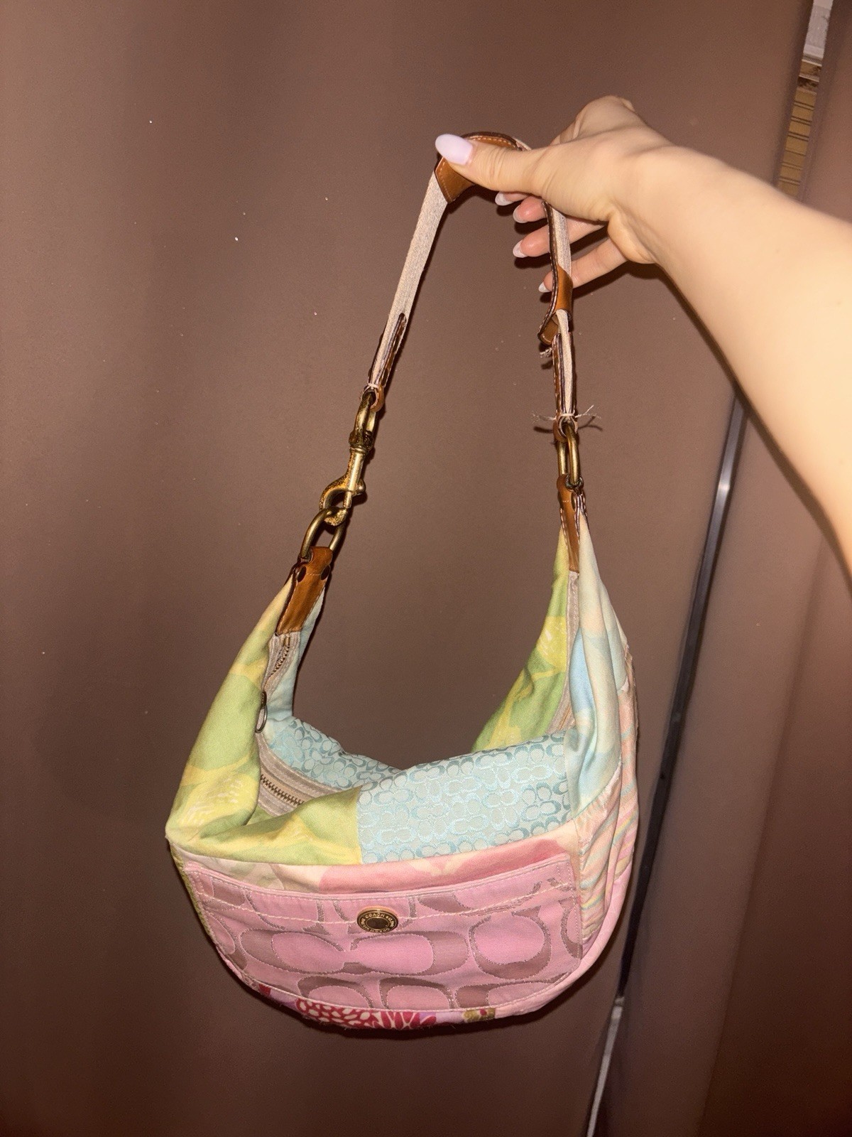 Coach Patchwork Multicolor Crescent Shoulder Bag … - image 2