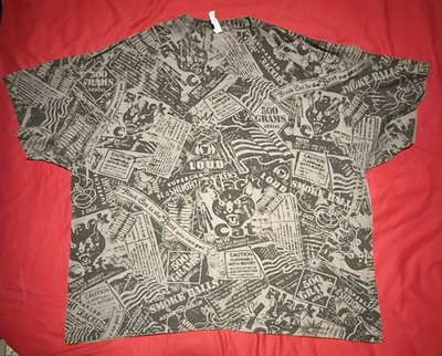VTG Black Cat Fireworks All Over Print Tshirt 4XL AOP Pyro Firecracker RARE