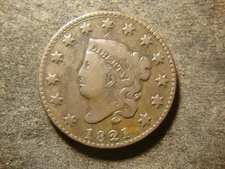 1821 VF Coronet Head Large Cent Nice Look PSC