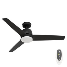 Hunter Fan 52 inch Matte Black Indoor Ceiling Fan with Light and Remote Control