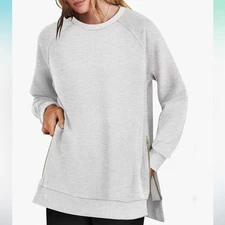 ANRABESS Oversized Sweatshirt Crewneck Long Sleeve Tunic Pullover Side Zipper M
