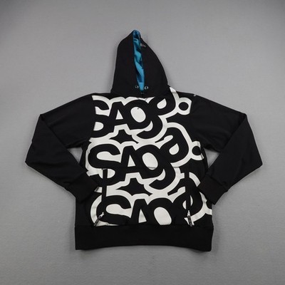 Saga Outerwear Hoodie Mens Small Black White Pullover Snowboarding Sweatshirt