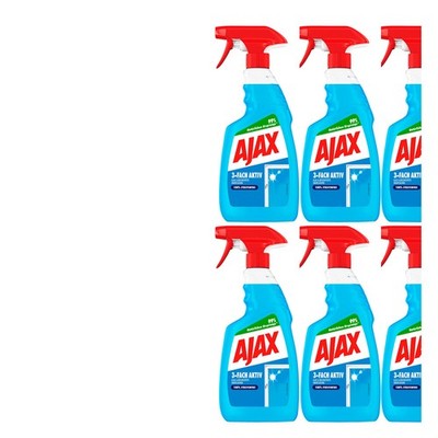 6x500ml Ajax Glasreiniger 3-fach-Aktiv streifenfrei | Anti-Beschlag | vegan