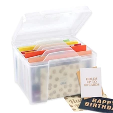 MISTIC COOL Greeting Card Organizer & Storage Box for Cards, 6 Adjustable Div...