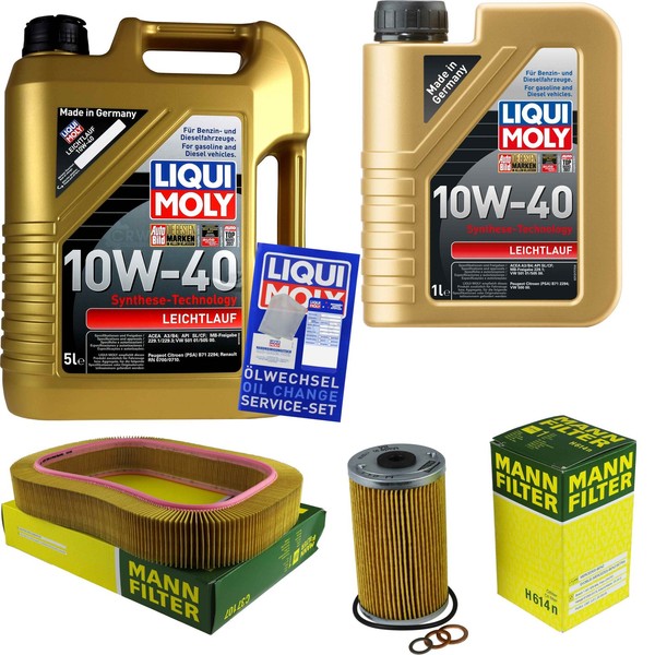 Mann Inspektionspaket 6L Liqui Moly 10W-40 FüR Mercedes 190 W201 E 2.0 Coupe-image