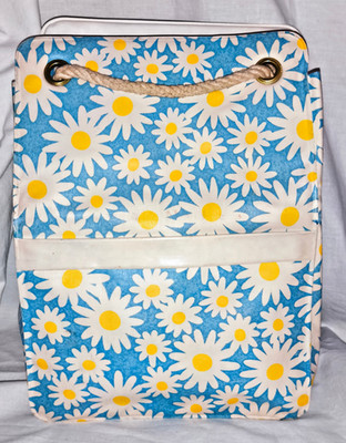 DDR Strandtasche/Strand Baden Tasche 60/70er Jahre Blumen helle Farben