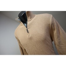 J.Crew Quarter-Zip Sweater Mens Size Medium Tan 100 Cotton Long Sleeve EUC