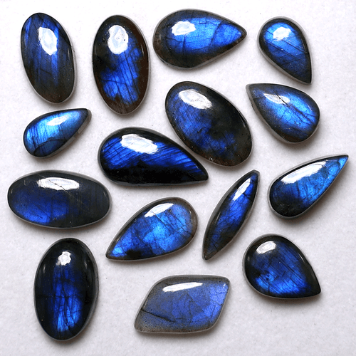 Alchimia della Luce 15 Pezzi Pietre Preziose Cabochon Fuoco Blu Naturale Labradorite ~ 15-24mm - Foto 5 di 12
