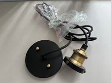 Industrial Pendant Light Fixture Black Canopy 2.25" Lamp Shade Holder Minimalist